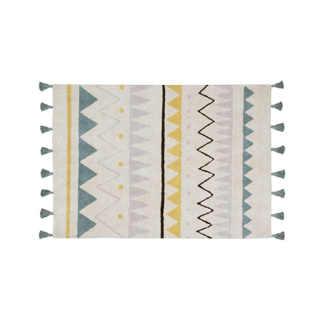 Lorena Canals Dywan bawełniany Azteca Natural Vintage Blue 140 x 200 cm