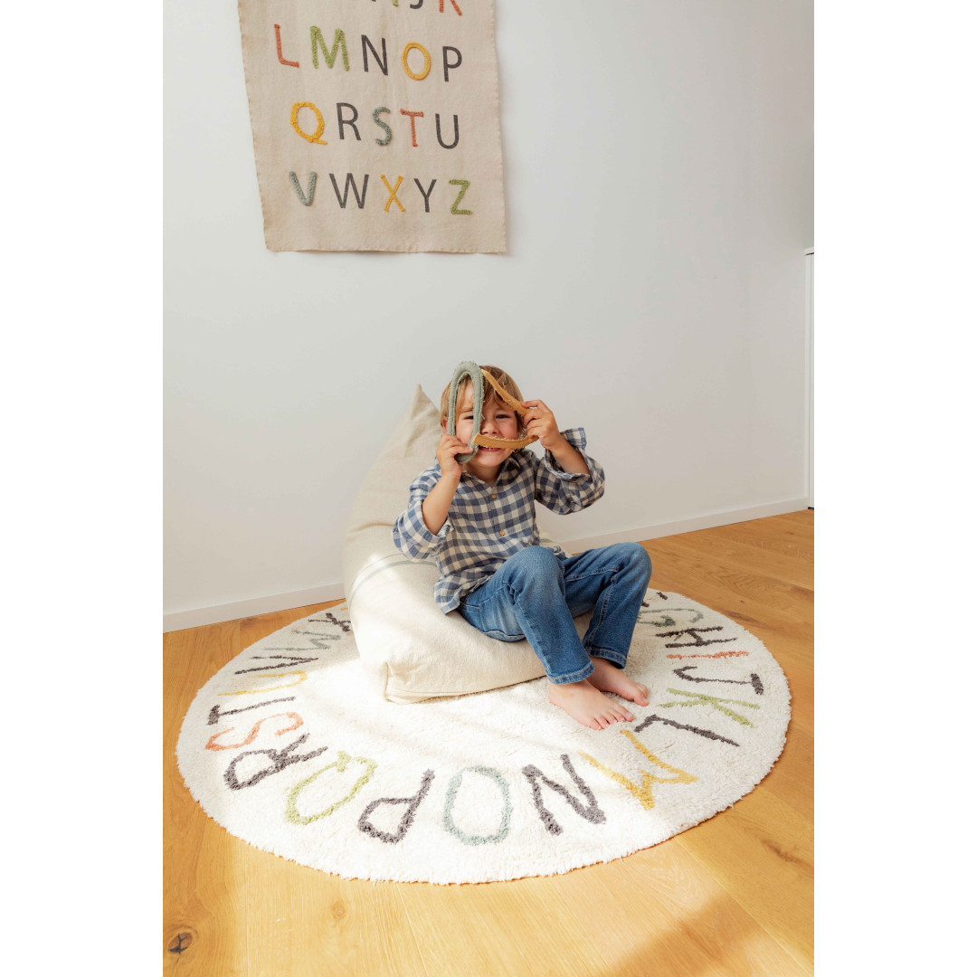 Dywan Bawełniany ABC Kolory i Litery, Ø120 cm, Lorena Canals