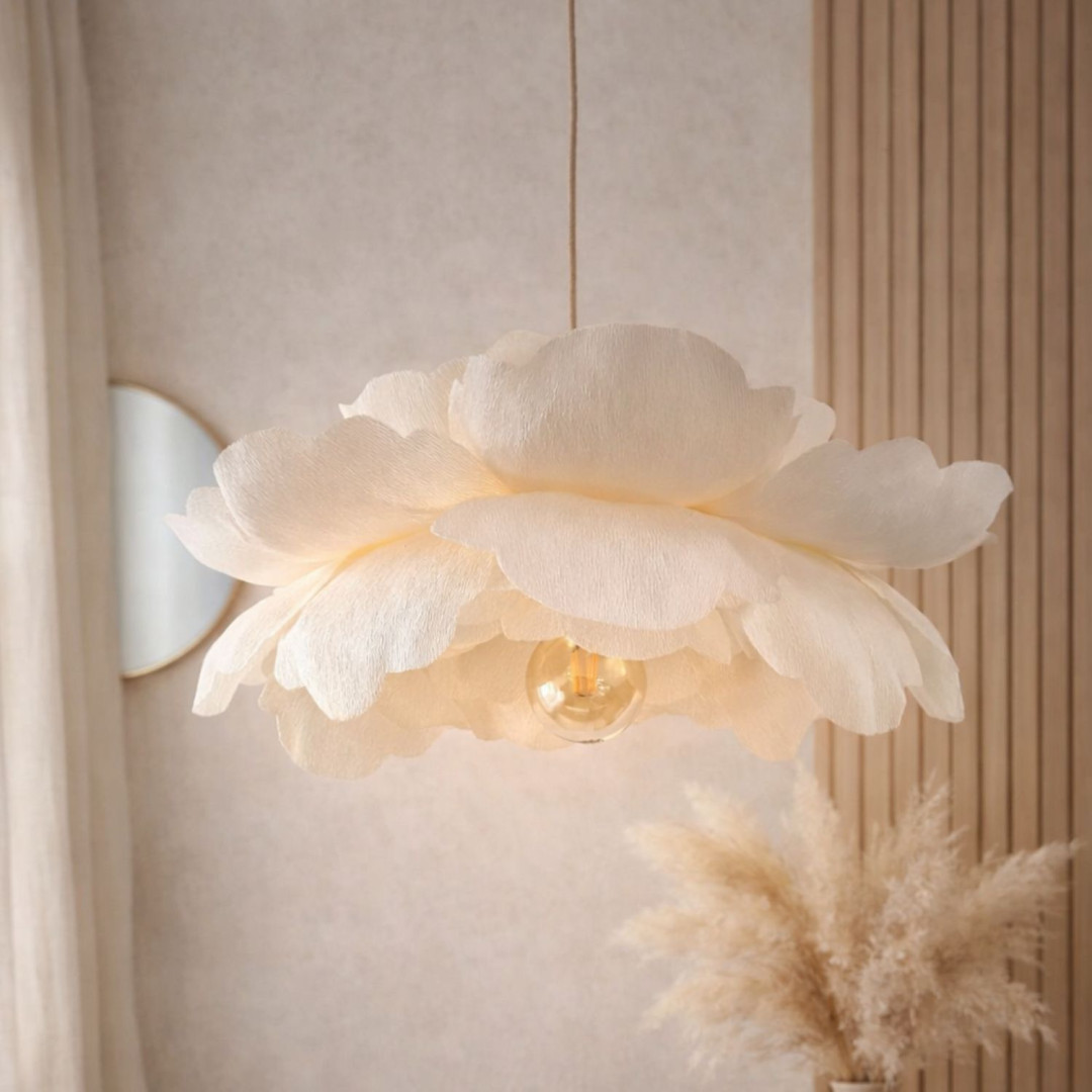 Lampa wisząca kremowy kwiat PEONIA średnica 70cm