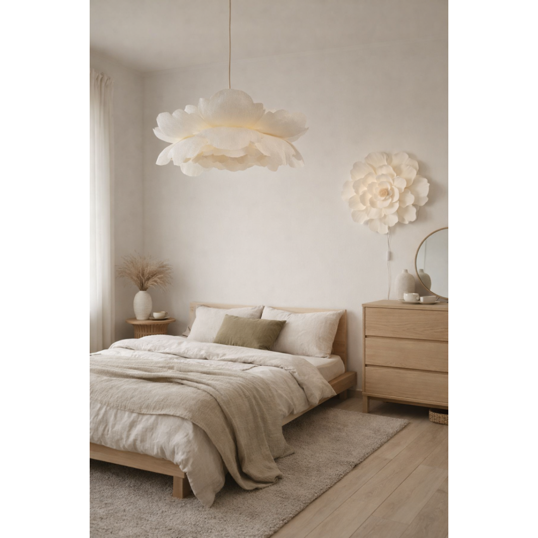 Lampa wisząca kremowy kwiat PEONIA średnica 70cm