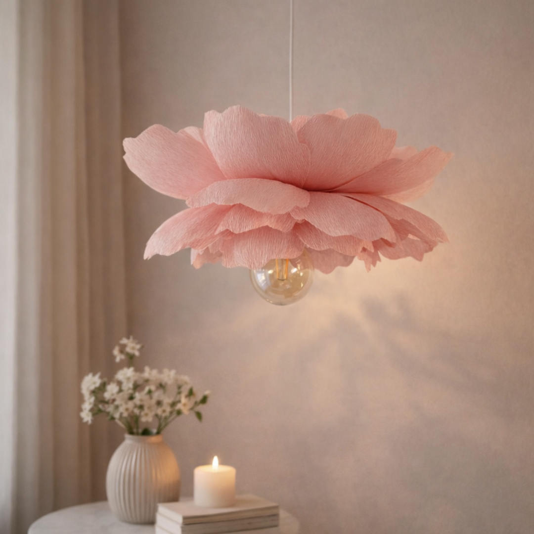 Lampa wisząca kwiat Peonia Jasno-różowa