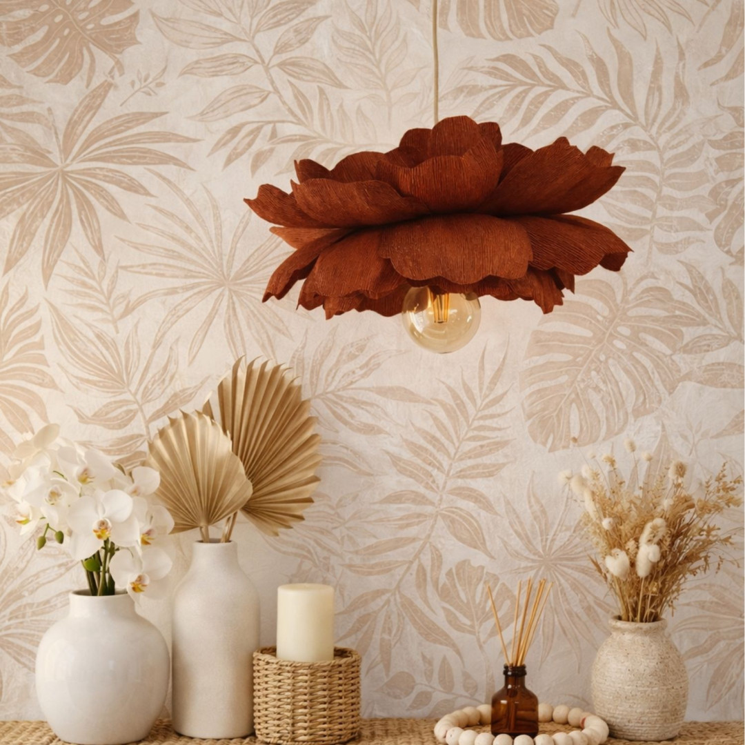 Lampa wisząca kwiat terakota PEONIA