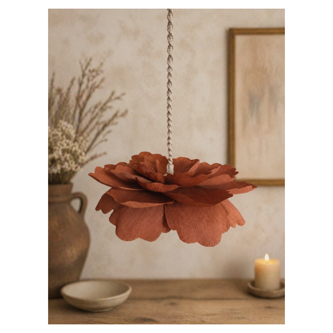 Lampa wisząca kwiat terakota PEONIA