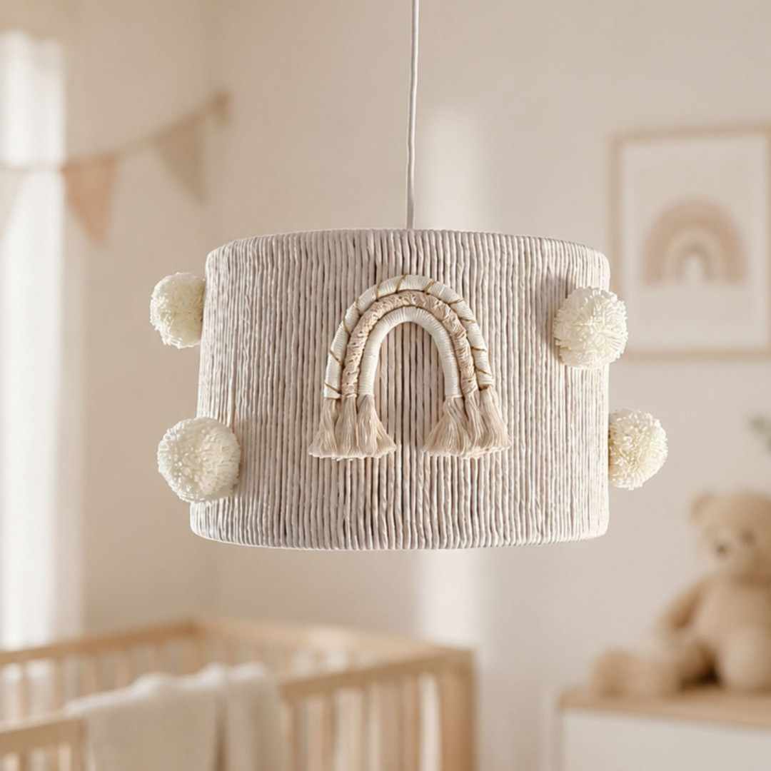 Lampa Boho z Tęczą i Pomponami | Styl Makrama