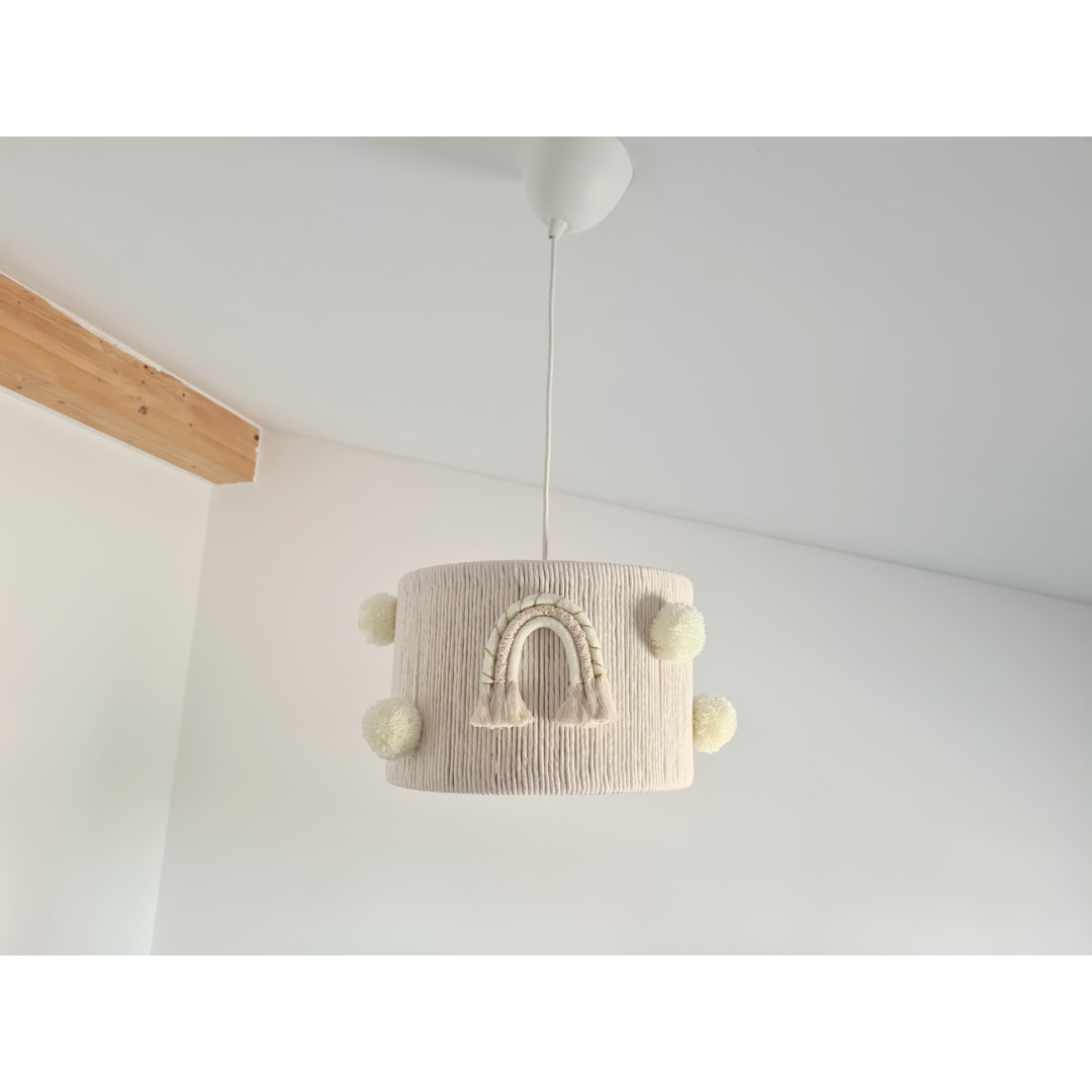 Lampa Boho z Tęczą i Pomponami | Styl Makrama