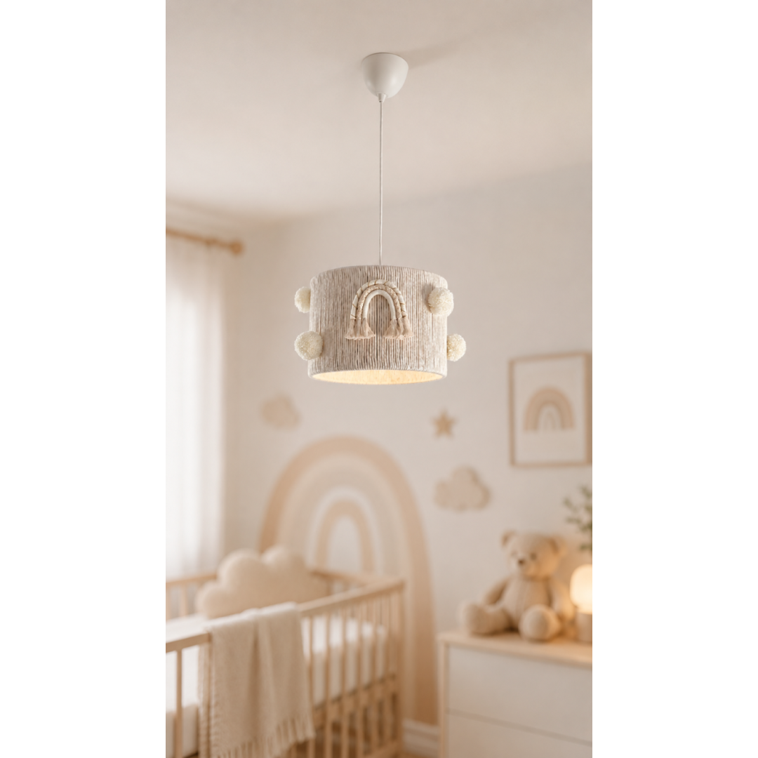 Lampa Boho z Tęczą i Pomponami | Styl Makrama