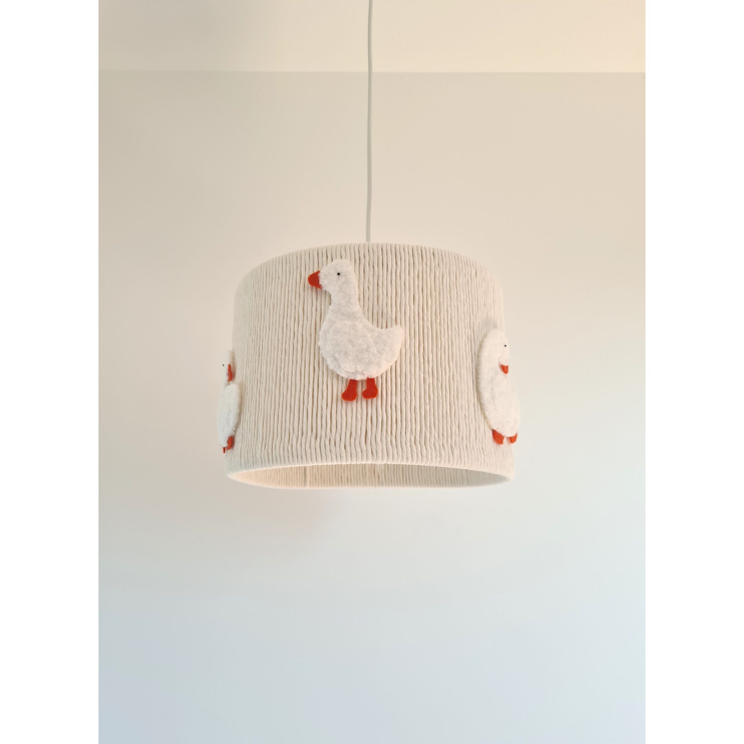 Lampa sufitowa dla dzieci z gęsiami – bawełniany klosz handmade