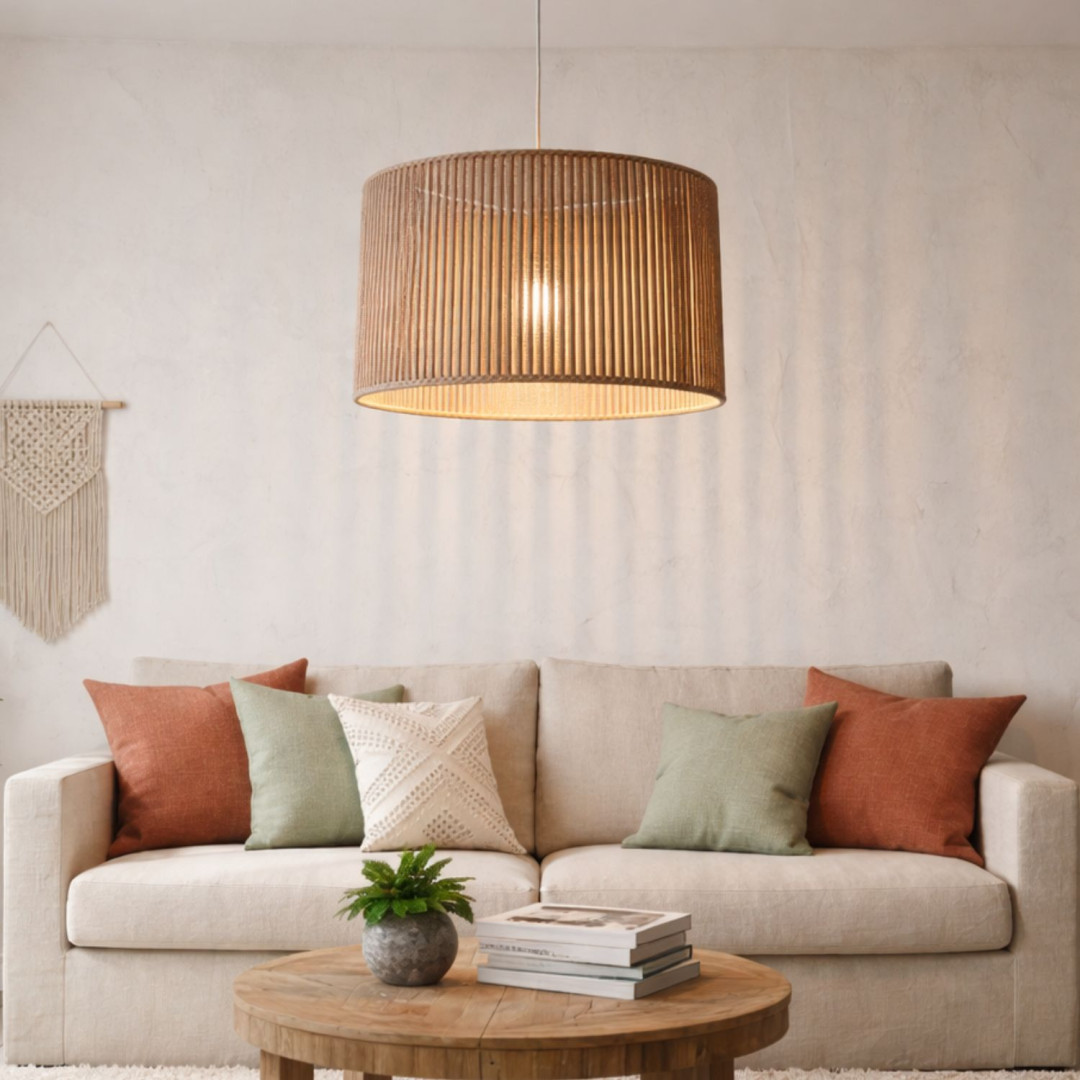 Lampa wisząca Boho ze sznurka – Naturalny abażur Bohemian
