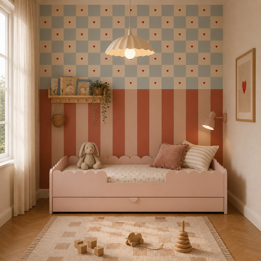BookNook Łóżko Vintage Rose 160x80 z falbanką i szufladą