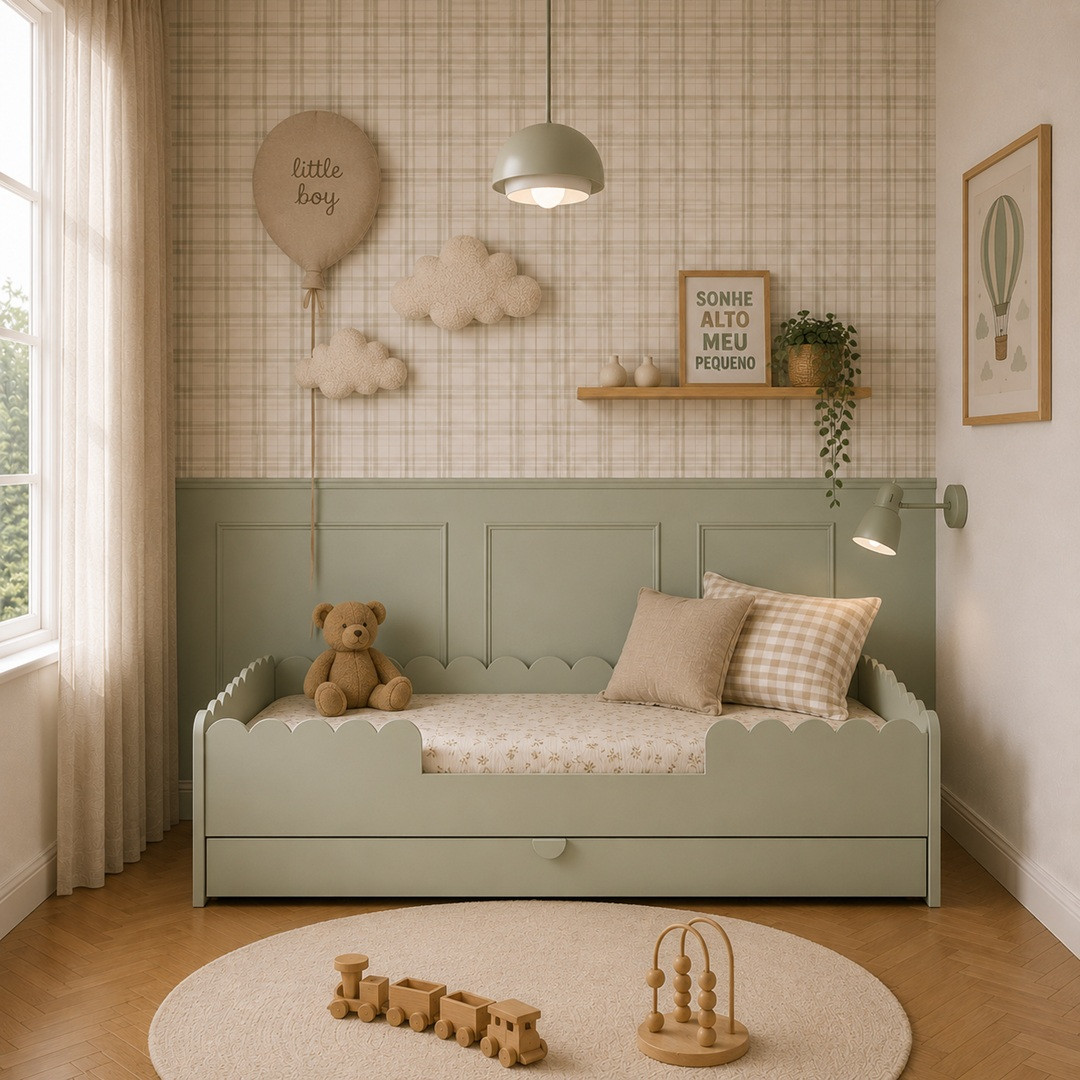 BookNook Łóżko Sage 160x80 z falbanką i szufladą