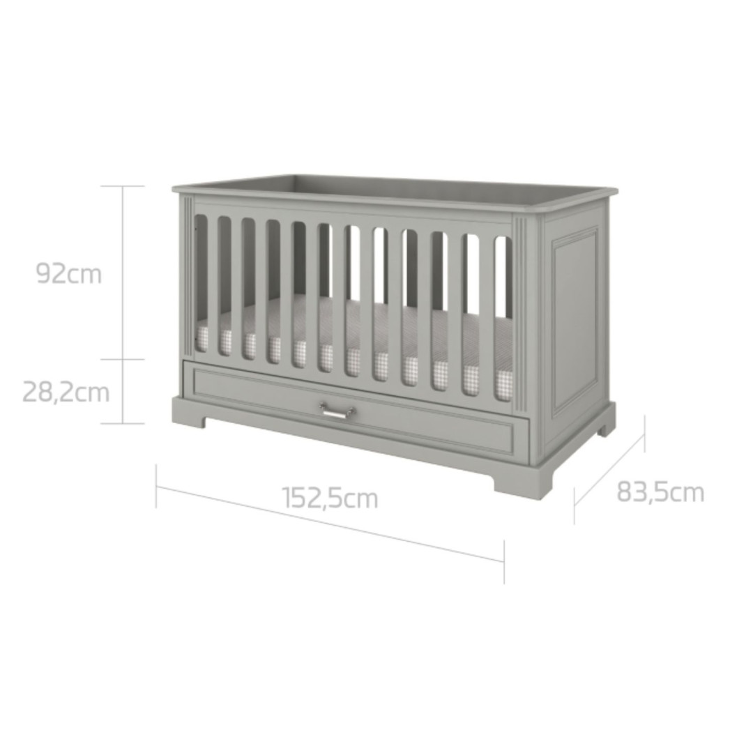 Bellamy Ines Grey Łóżeczko 70X140 Z Szufladą