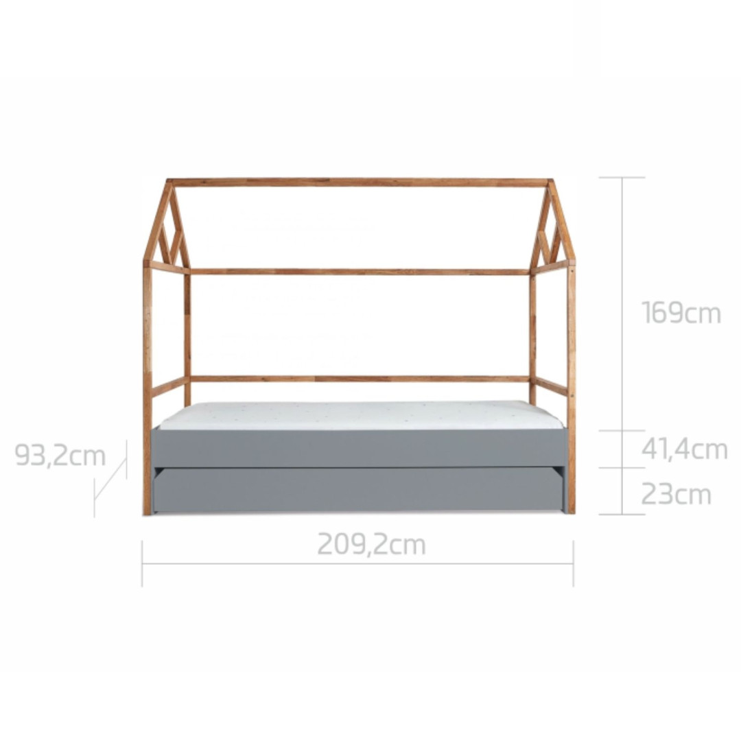 Bellamy Lotta Szara Łóżko Domek 90X200 Z Szufladą