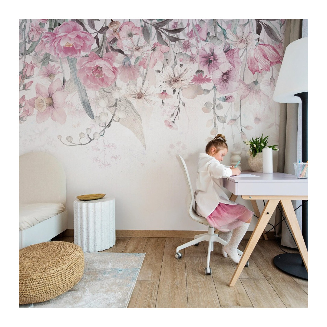Tapeta do pokoju dziecka BLOOM UP - pastel - tapeta wiszący ogród wielkich kwiatów do pokoju dziecięcego - - MySweetRoom