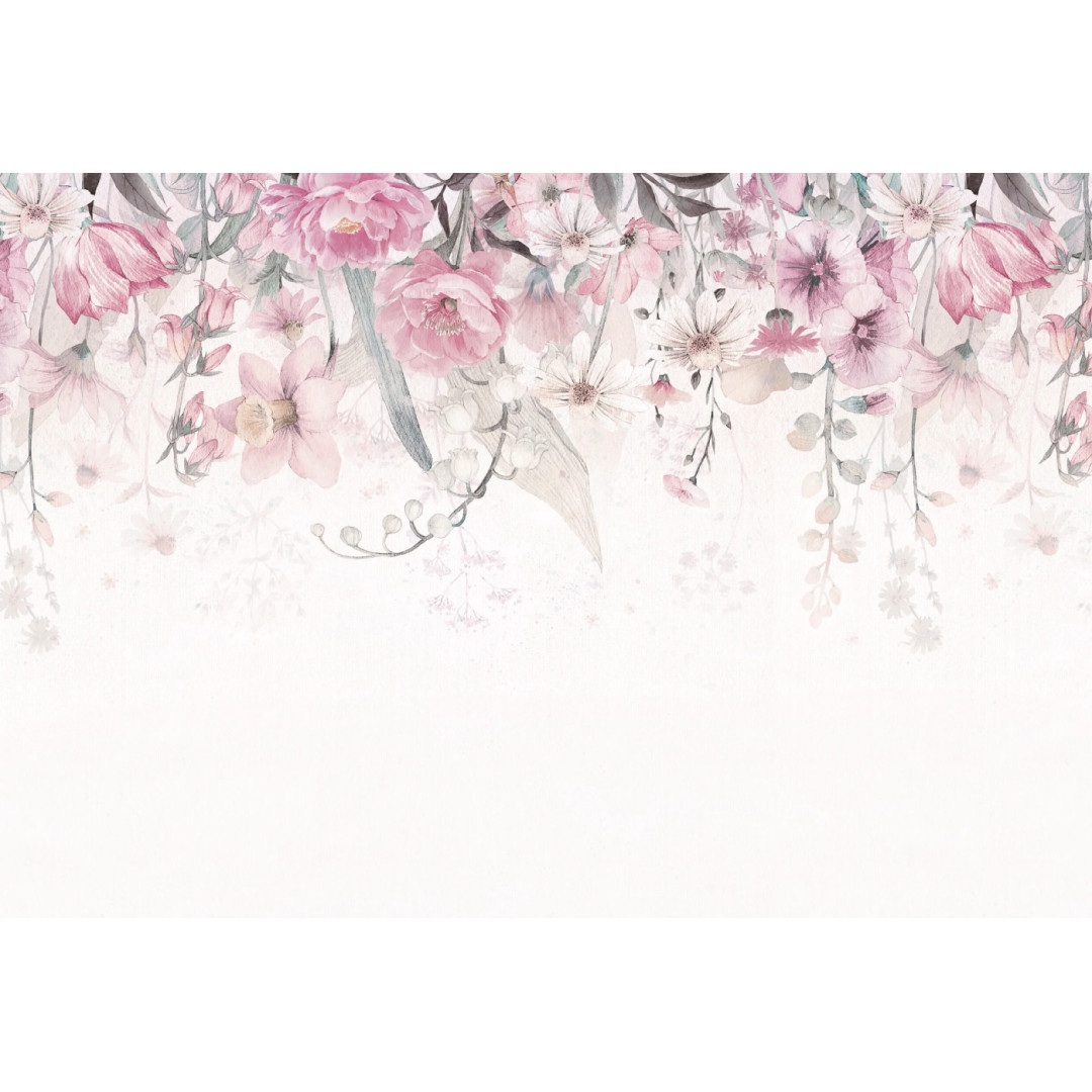 Tapeta do pokoju dziecka BLOOM UP - pastel - tapeta wiszący ogród wielkich kwiatów do pokoju dziecięcego - - MySweetRoom
