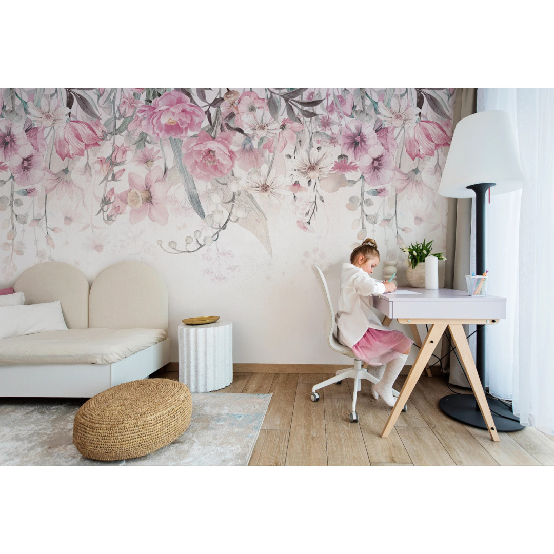Tapeta do pokoju dziecka BLOOM UP - pastel - tapeta wiszący ogród wielkich kwiatów do pokoju dziecięcego - - MySweetRoom