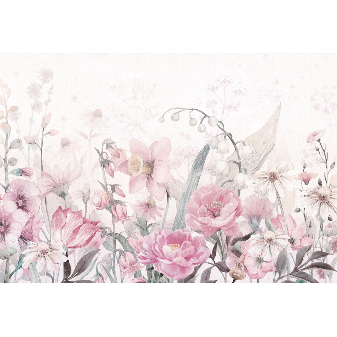 Tapeta do pokoju dziecka BLOOM UP - pastel - tapeta wiszący ogród wielkich kwiatów do pokoju dziecięcego - - MySweetRoom