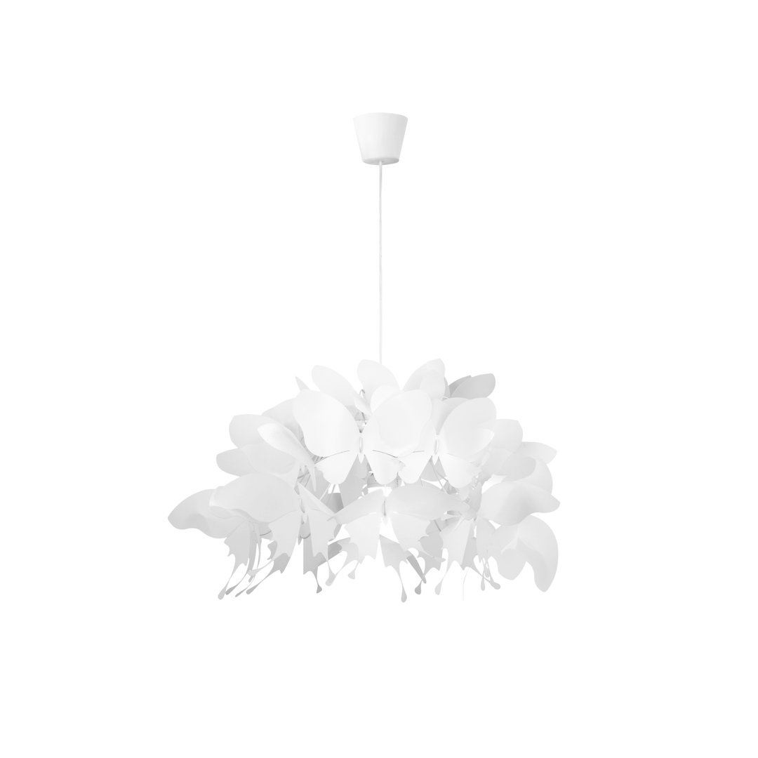 Lampa wisząca z białym designerskim kloszem motyle - biała