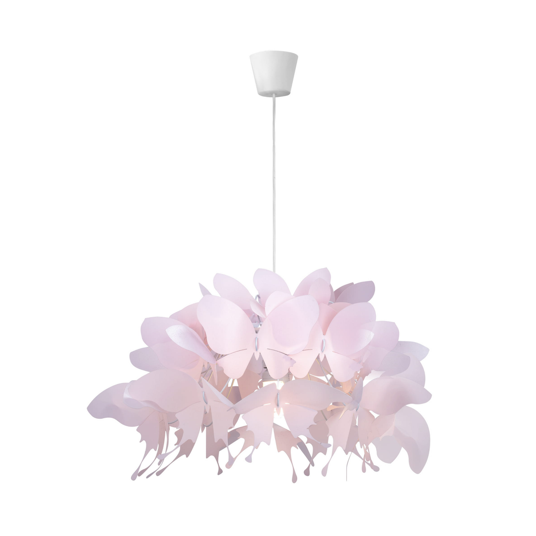 Lampa wisząca z białym designerskim kloszem motyle - różowa