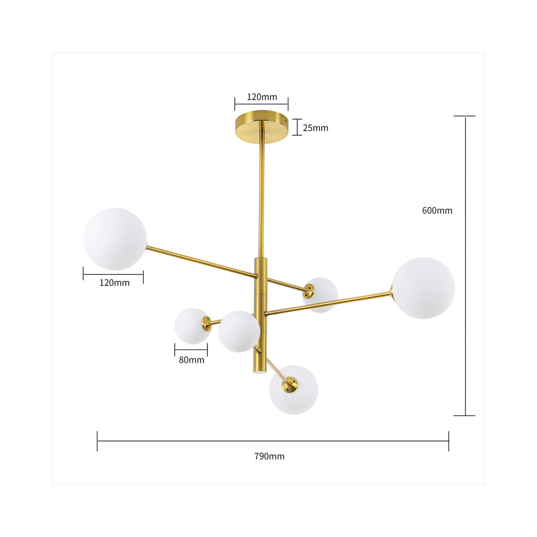 Lampa sufitowa regulowana - złota szklane klosze do salonu sypialni