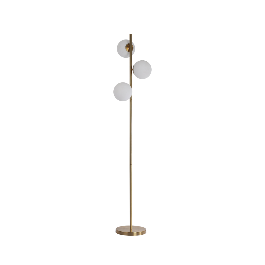 Lampa stojąca podłogowa złota DORADO z trzema szklanymi kloszami 165 cm