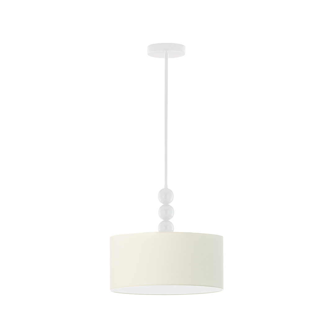 Biała lampa wisząca z ozdobnymi kulami