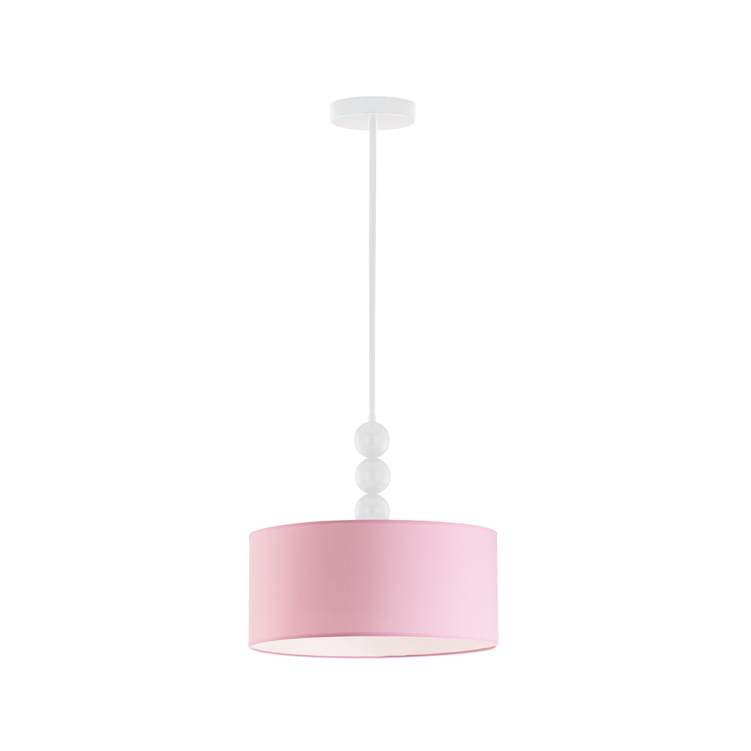 Biała lampa wisząca z ozdobnymi kulami