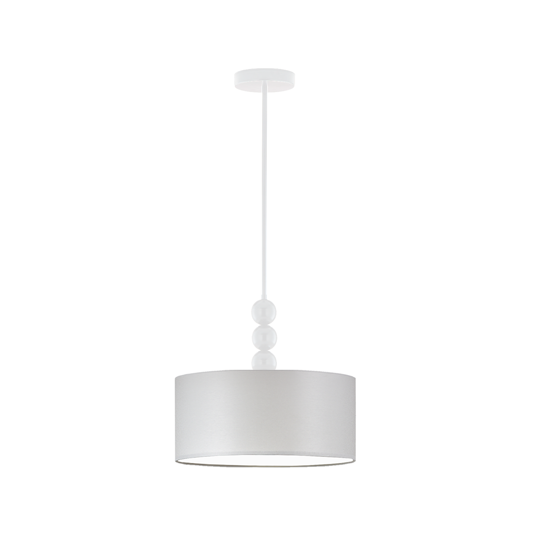 Biała lampa wisząca z ozdobnymi kulami