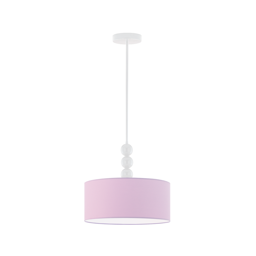 Biała lampa wisząca z ozdobnymi kulami