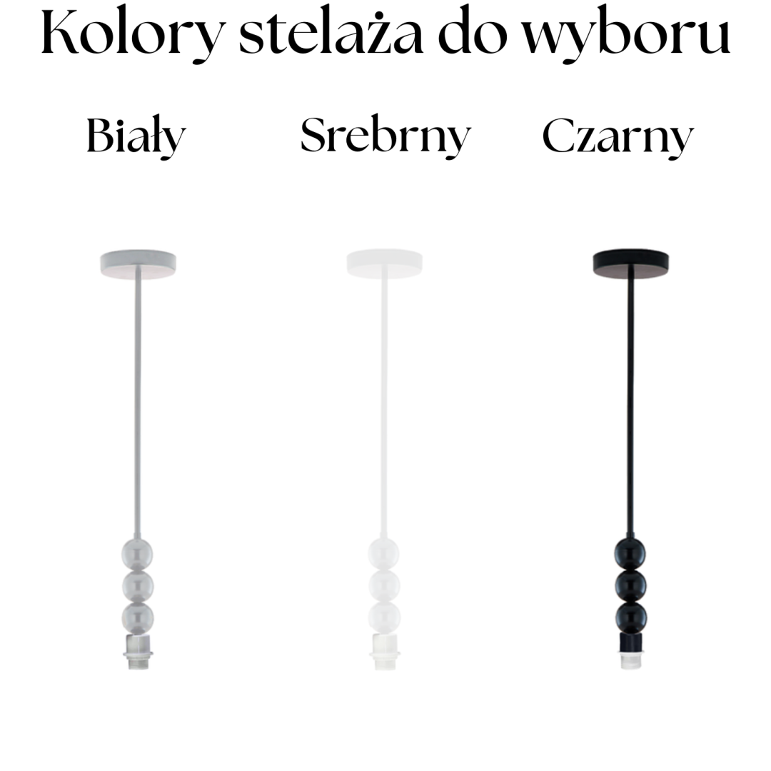 Biała lampa wisząca z ozdobnymi kulami