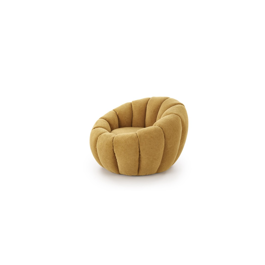Elegancki fotel muszelka - MUSZTARDOWY - MySweetRoom