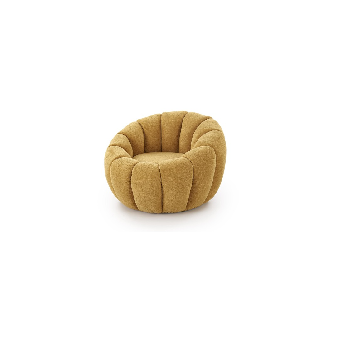 Elegancki fotel muszelka - MUSZTARDOWY - MySweetRoom