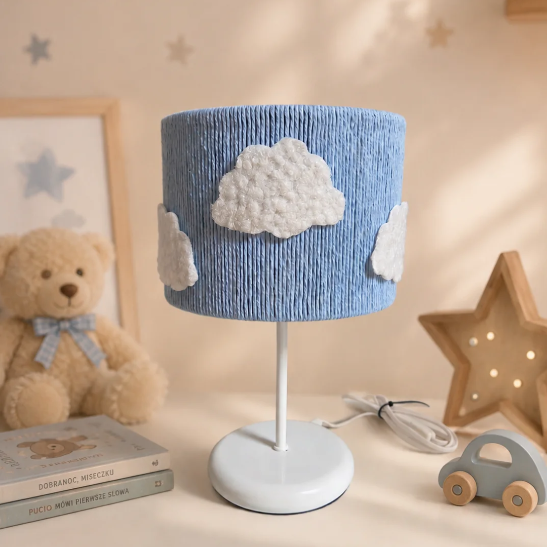 Lampka nocna dla dzieci z chmurkami – niebieska | Handmade