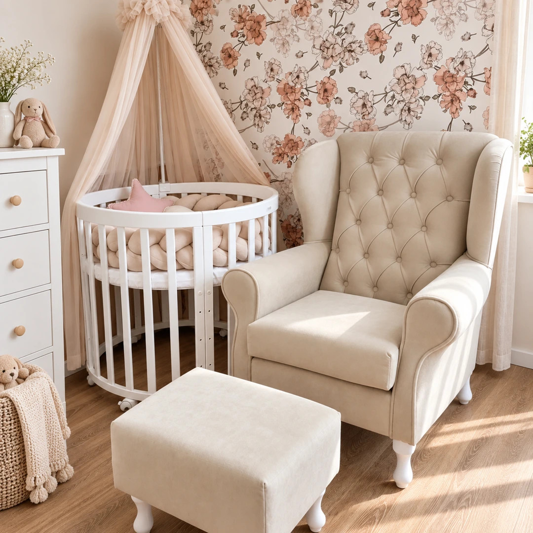 Fotel uszak do karmienia pikowany - MySweetRoom