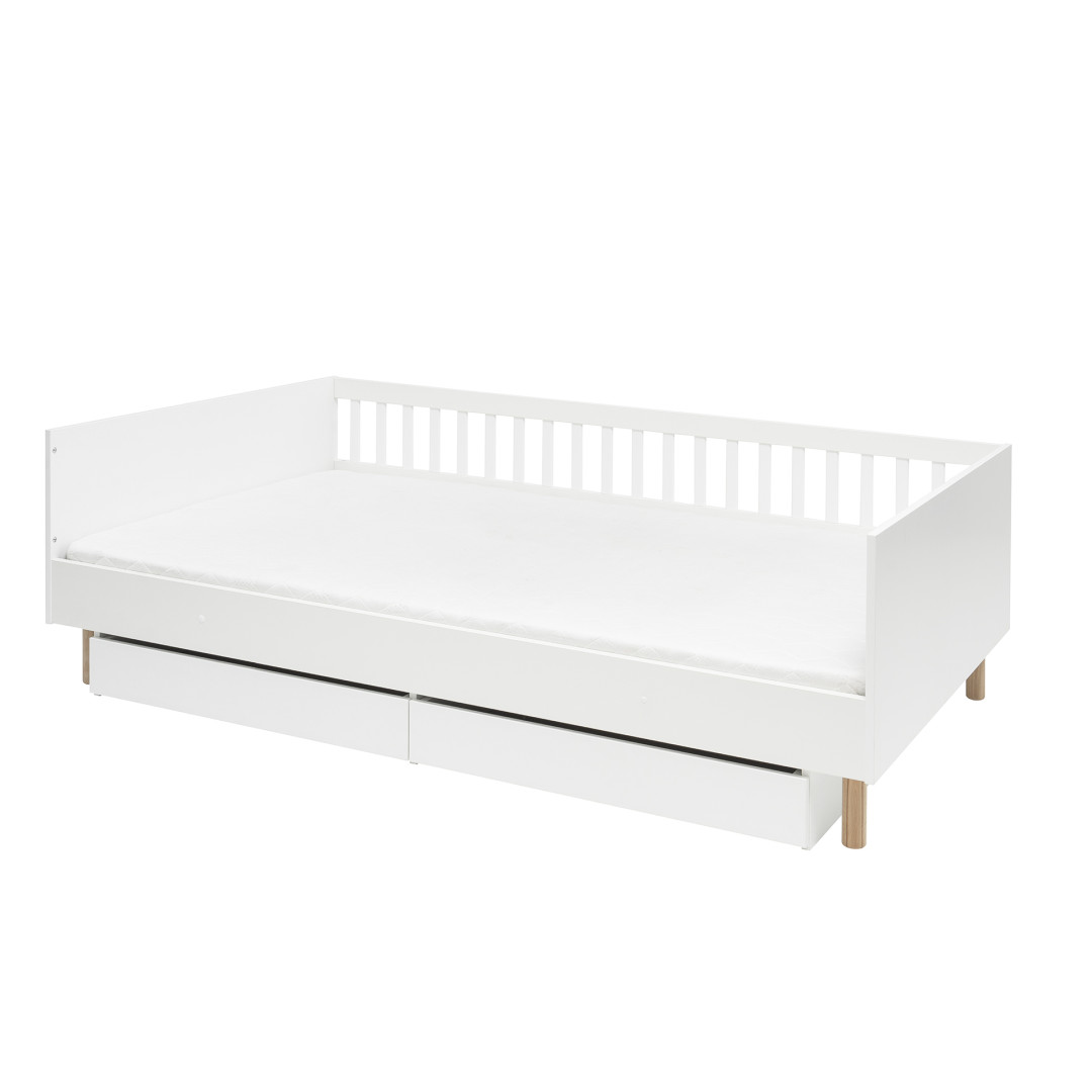 Łóżko Montessori Pinio Luno 120x200 białe z barierką