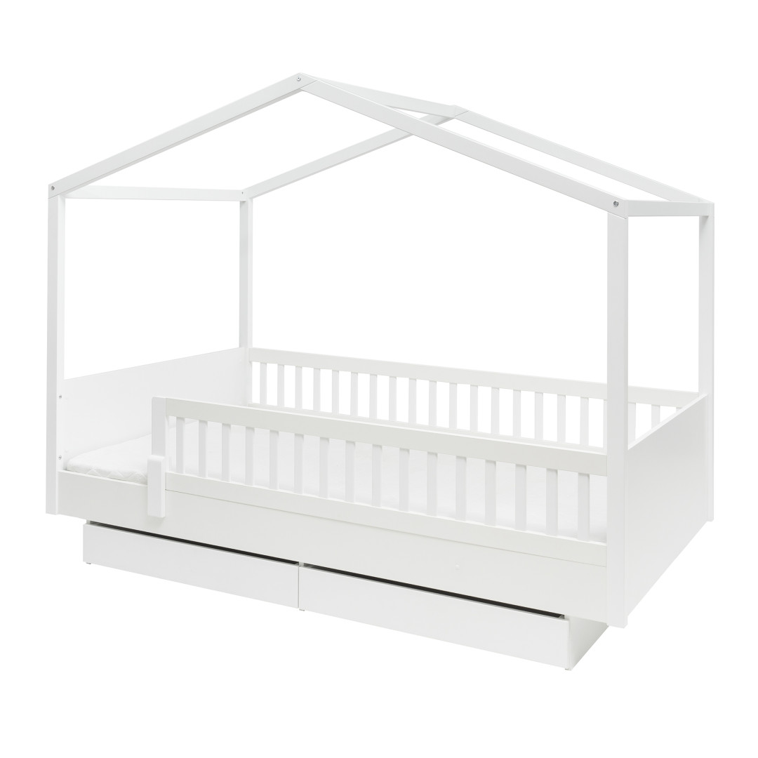 Łóżko Montessori Pinio Luno 120x200 białe z barierką