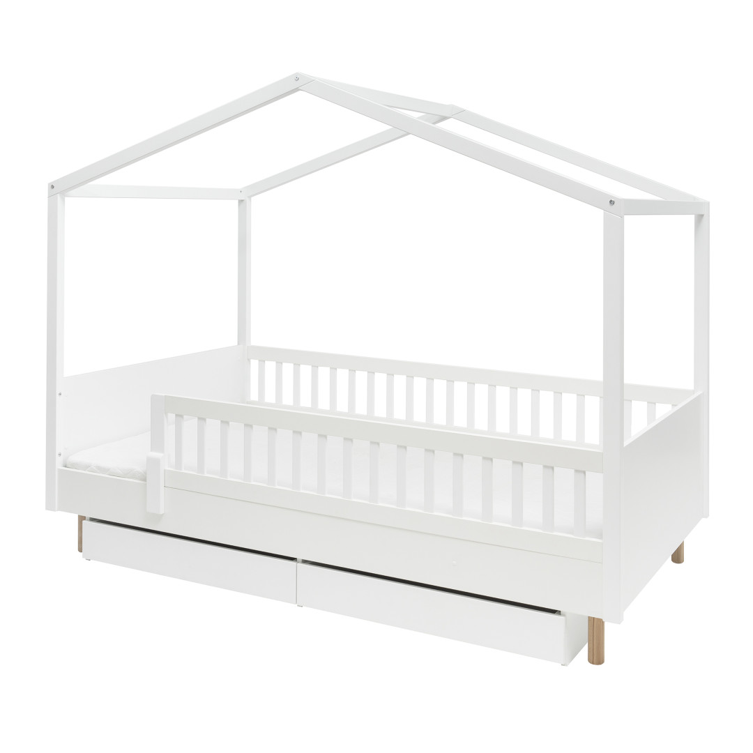 Łóżko Montessori Pinio Luno 120x200 białe z barierką