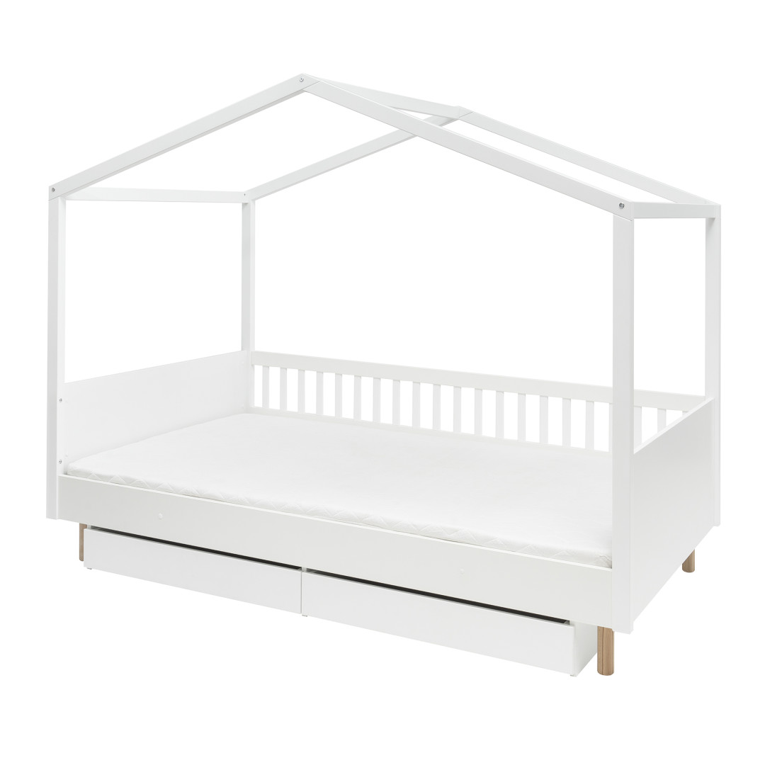 Łóżko Montessori Pinio Luno 120x200 białe z barierką