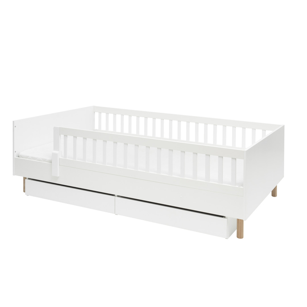 Łóżko Montessori Pinio Luno 120x200 białe z barierką
