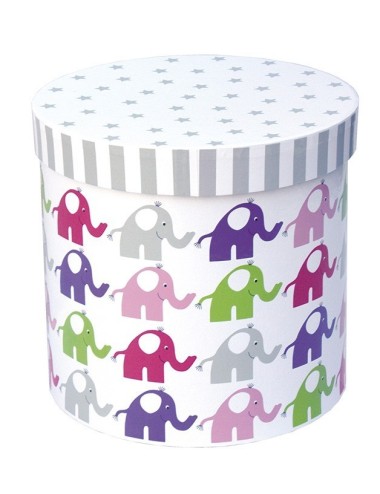 Okrągłe pudełka różowe słonie