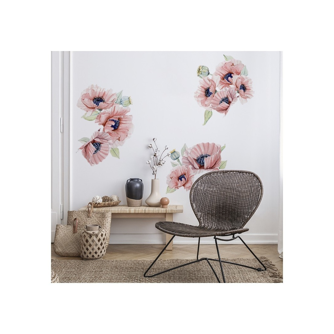 Drukowana naklejka na ścianę do pokoju dziecięcego - Maki mniejsze