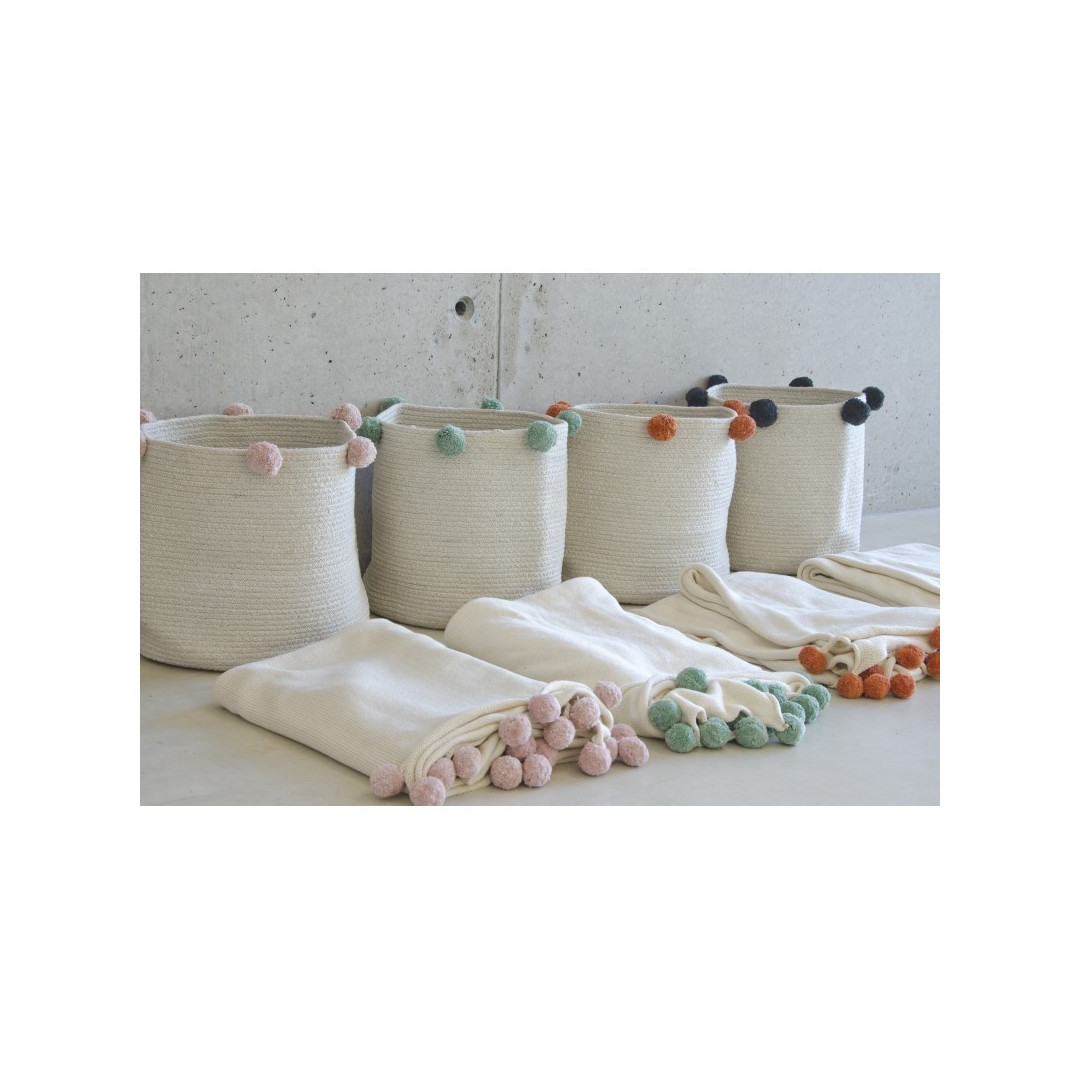 Kosz bawełniany z kulkami Natural Nude - - MySweetRoom