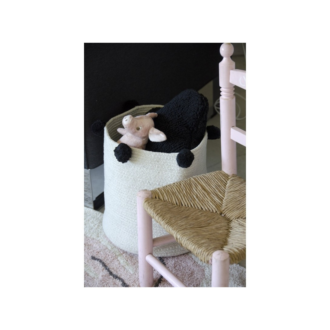 Kosz bawełniany z kulkami Natural Black - MySweetRoom