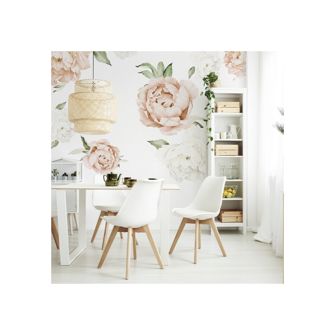 Brzoskwiniowe naklejki piwonie do pokoju dziecka - MySweetRoom