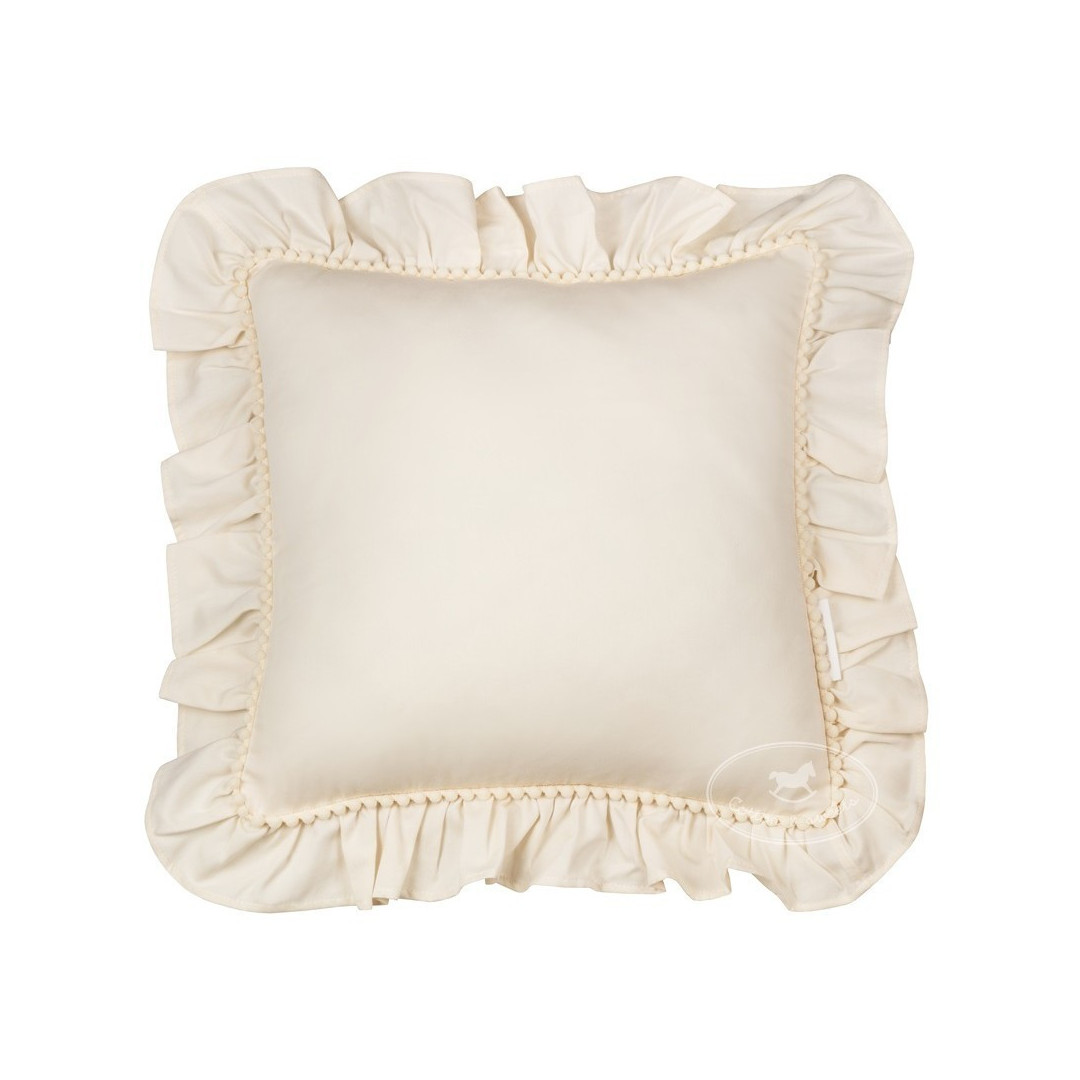 Poduszka Boho z falbanką waniliowa