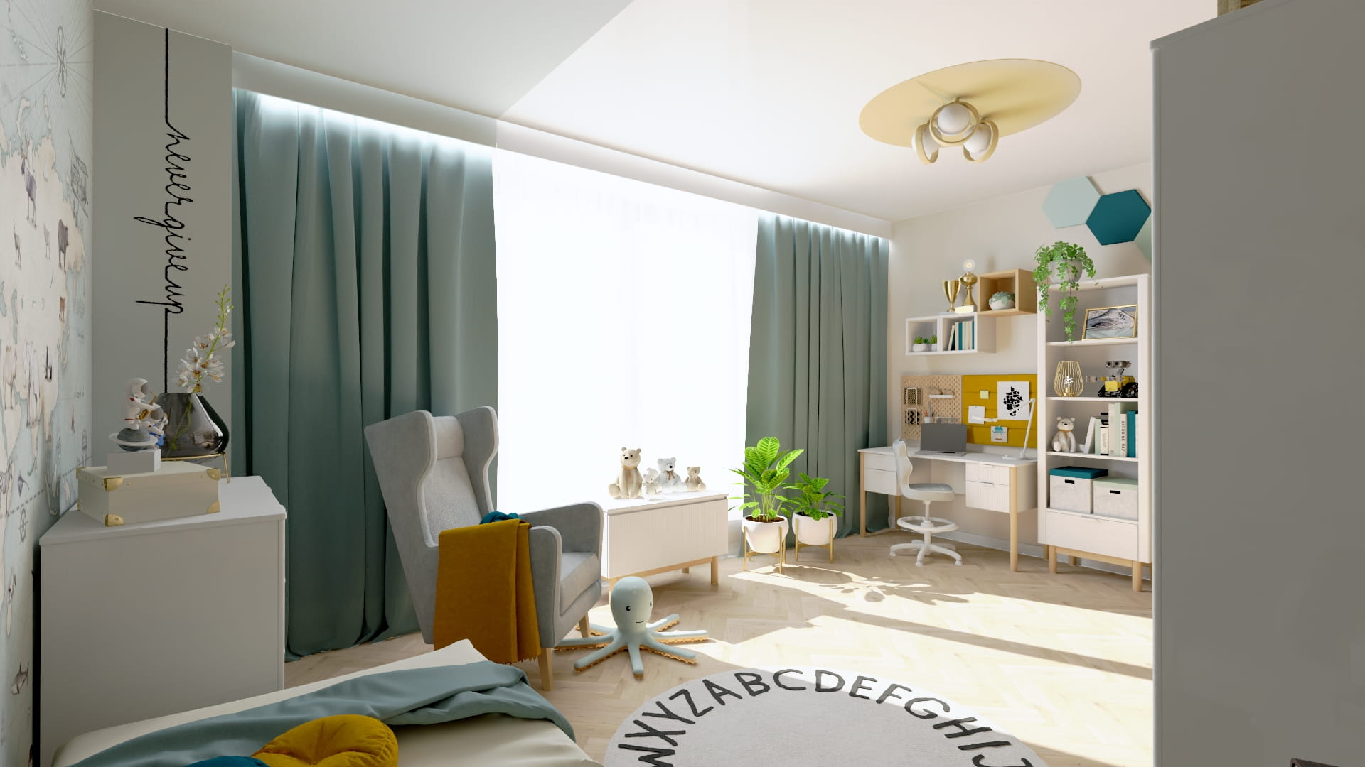 Inspiracja na stylowy pokój chłopca Projekt pokoju dziecięcego z funkcjonalną i nowoczesną aranżacją. Pokój dziecka z jasną kolorystyką i przytulnym wystrojem.