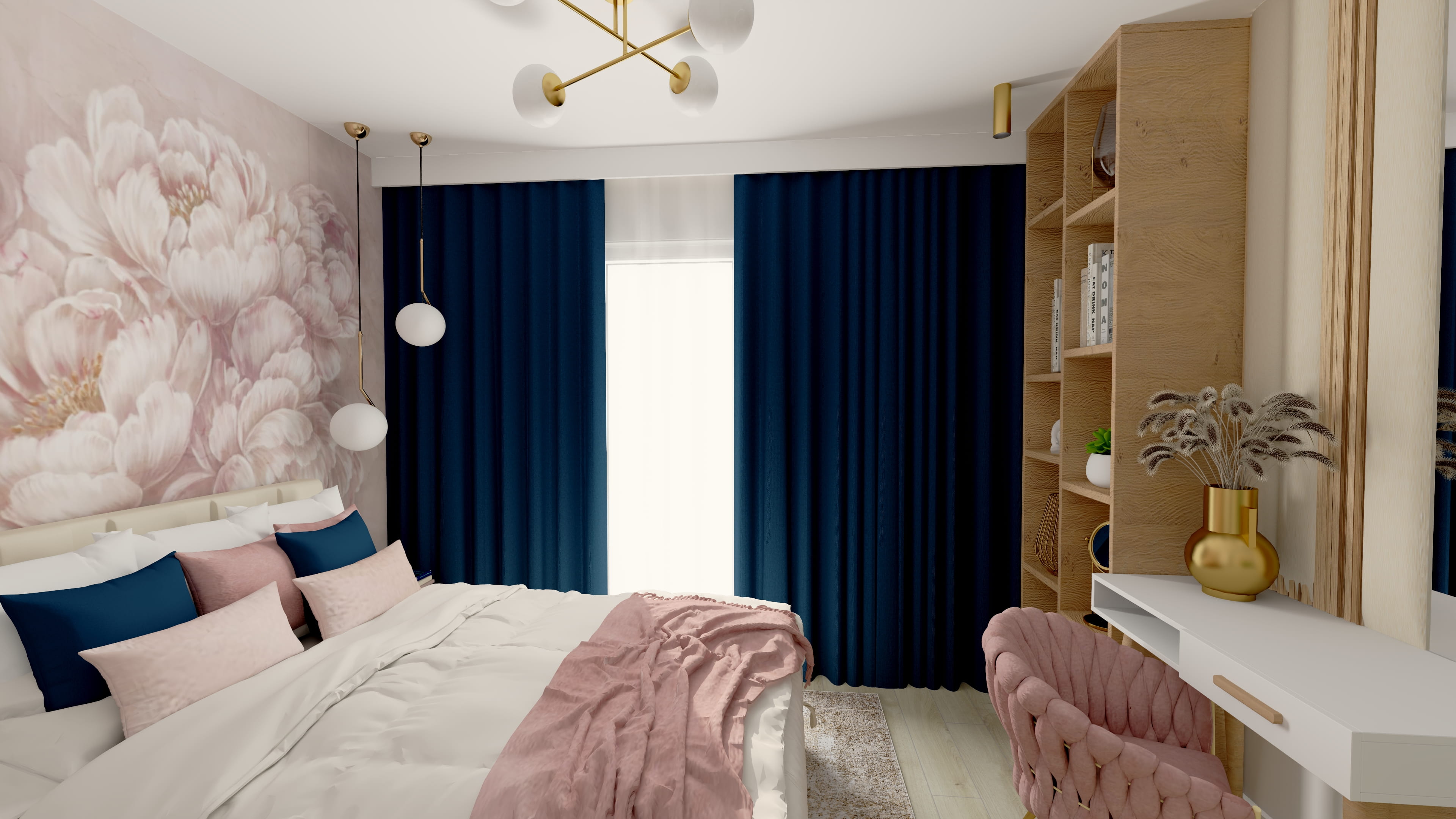 Inspiracja na pokój nastolatki z minimalistycznym wystrojem. Pokój dla dziewczynki nastolatki z dekoracyjną ścianą i nowoczesnym designem. Aranżacja pokoju młodzieżowego dla dziewczynki z przestrzenią do nauki i odpoczynku.