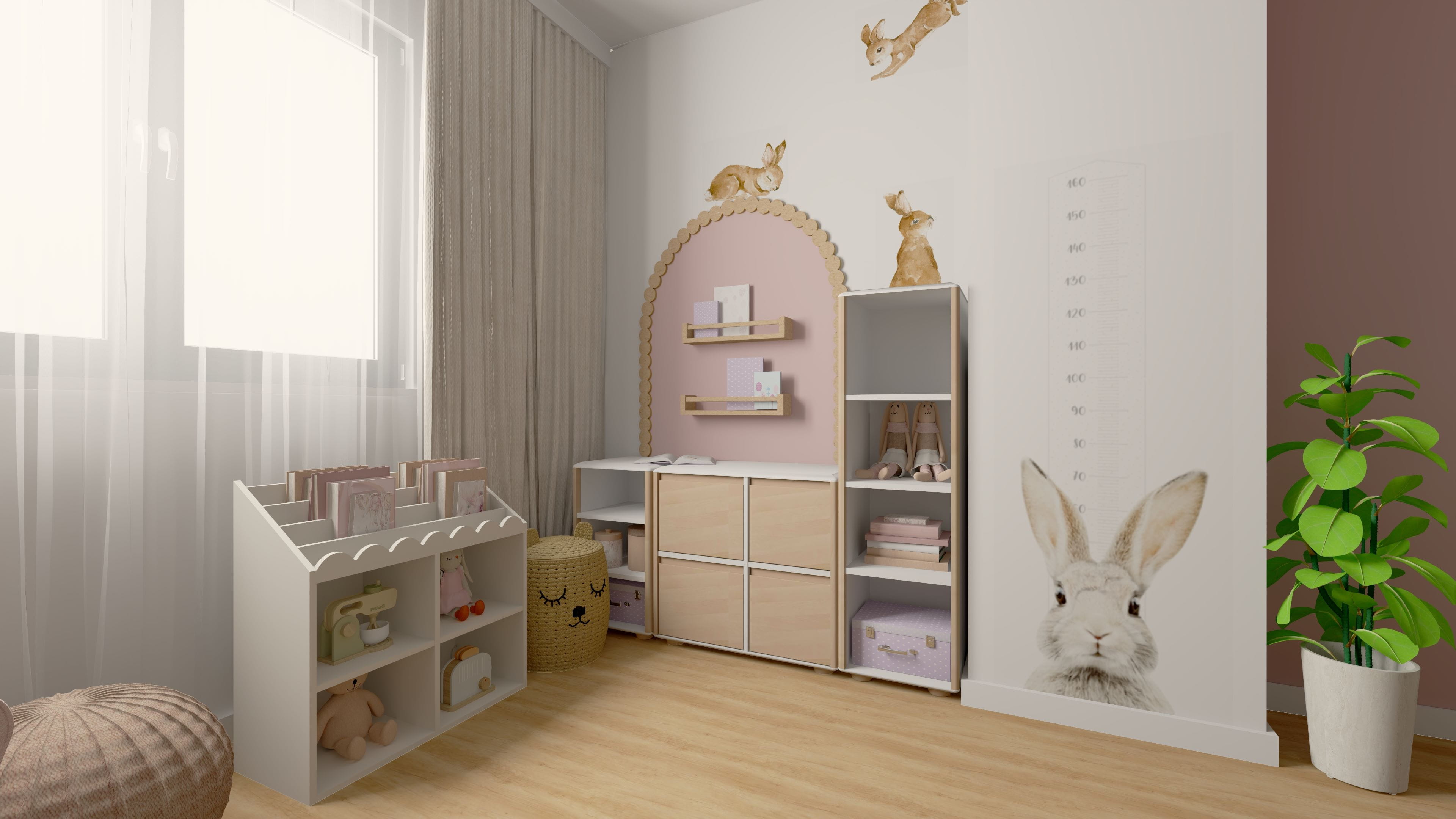 Inspiracja na pokój dziewczynki z jasną kolorystyką Pokój dziecięcy dla dziewczynki z modnym wystrojem Aranżacja pokoju dziewczynki w delikatnym stylu