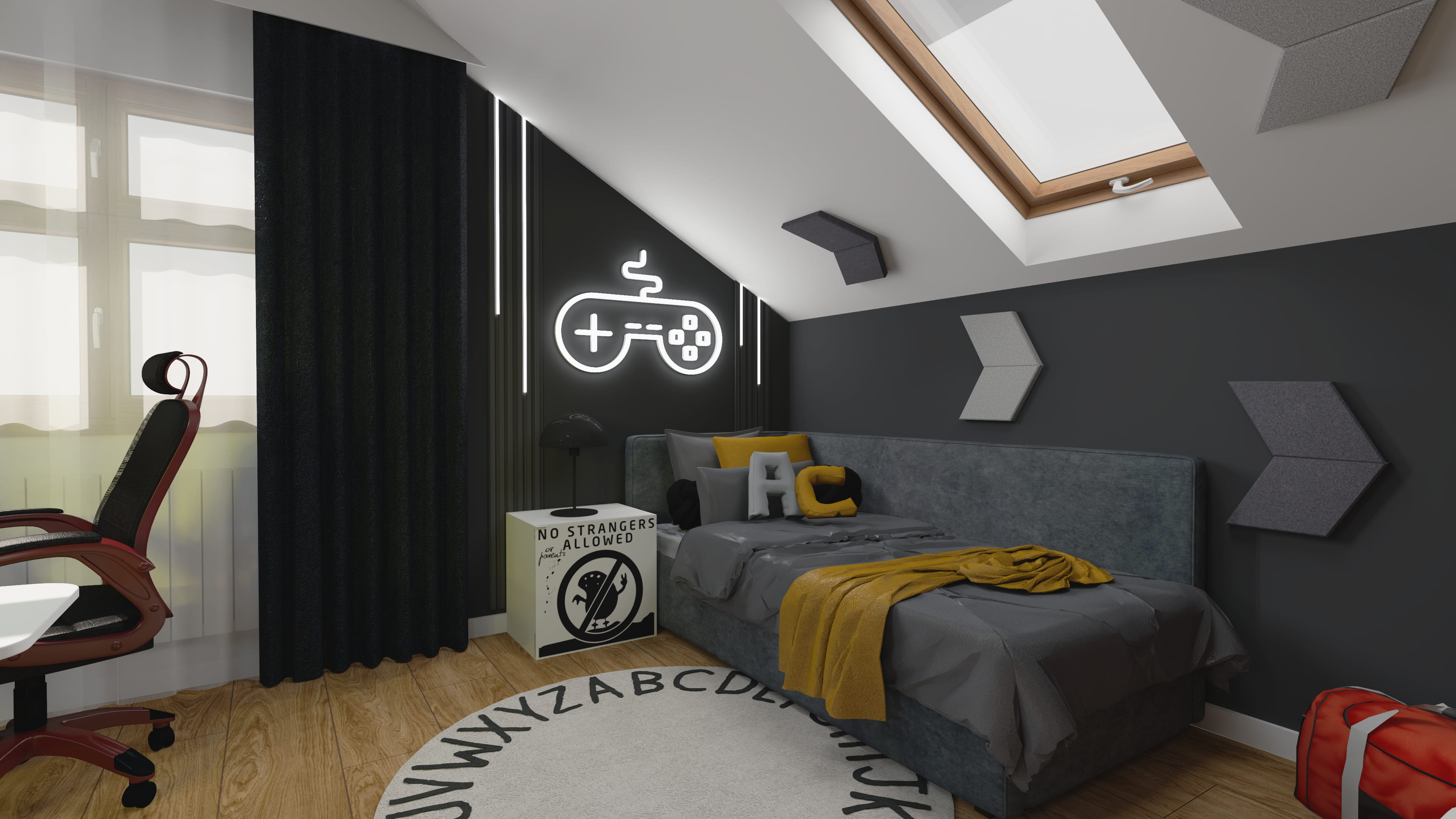 Pokój gamingowy z podświetleniem LED RGB