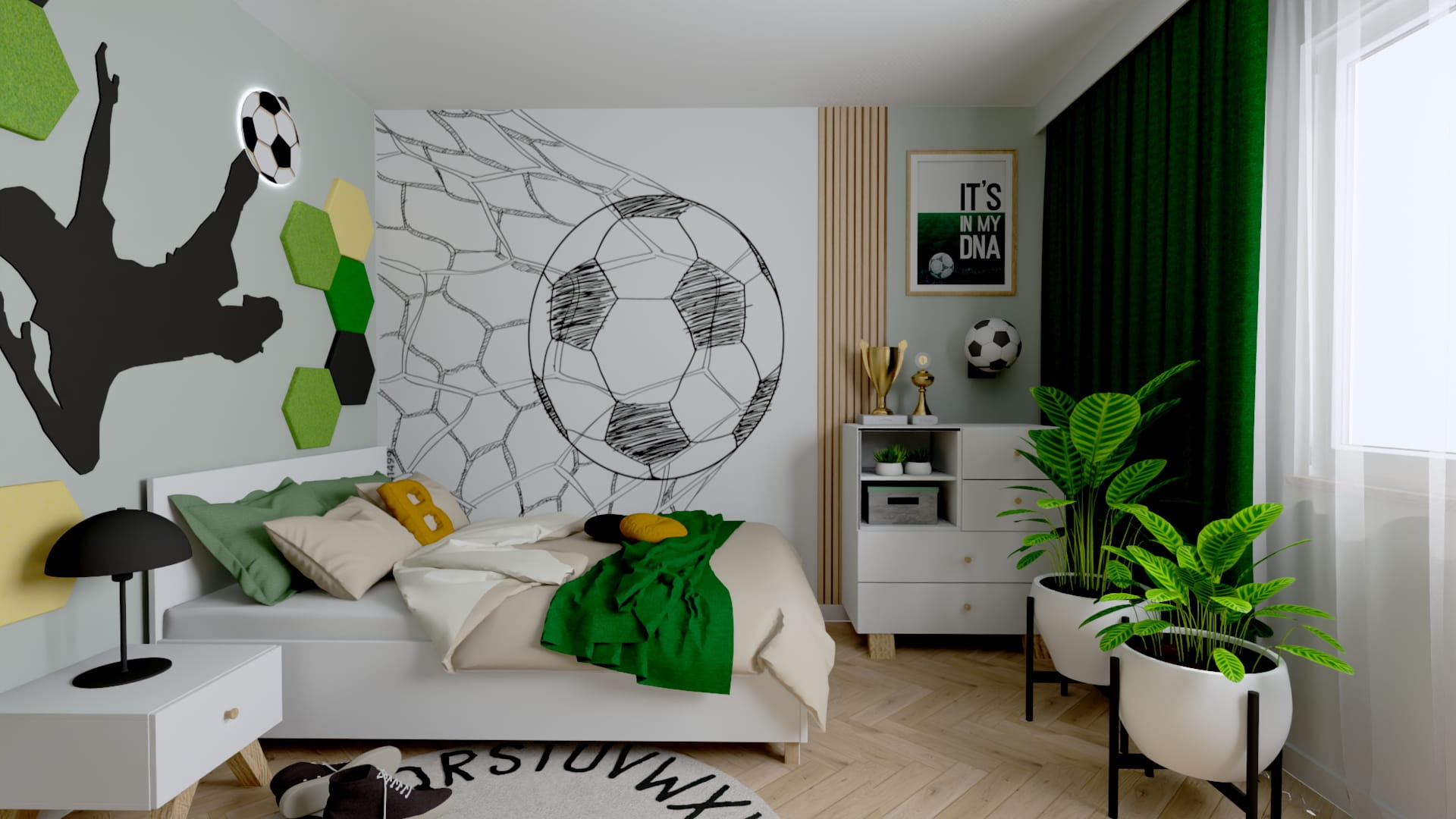Inspiracja na stylowy pokój dla nastolatka. Pokój młodzieżowy dla nastolatki z jasną i przytulną aranżacją. Projekt pokoju dla nastolatki z funkcjonalnym biurkiem.