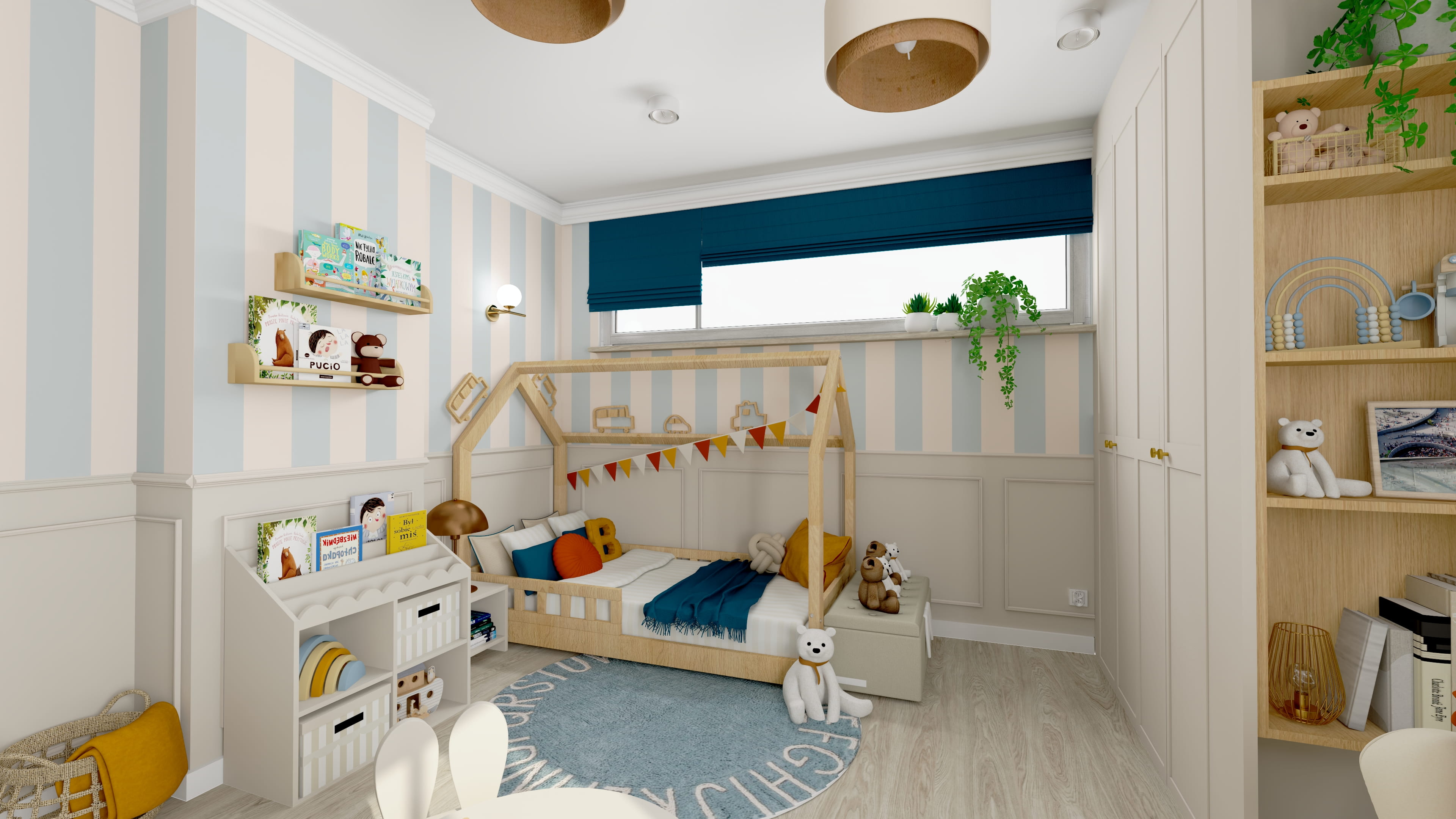 Projekt pokoju dla chłopca w stylu młodzieżowym. Pokój chłopca z modnymi dodatkami i nowoczesnym wystrojem. Inspiracja na pokój dla chłopca z praktycznym układem mebli.